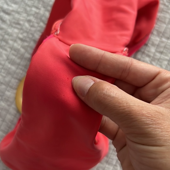 Sugar free swim bikini by Vanessa hall pink orange stripe strapless gold accent - Picture 9 of 9